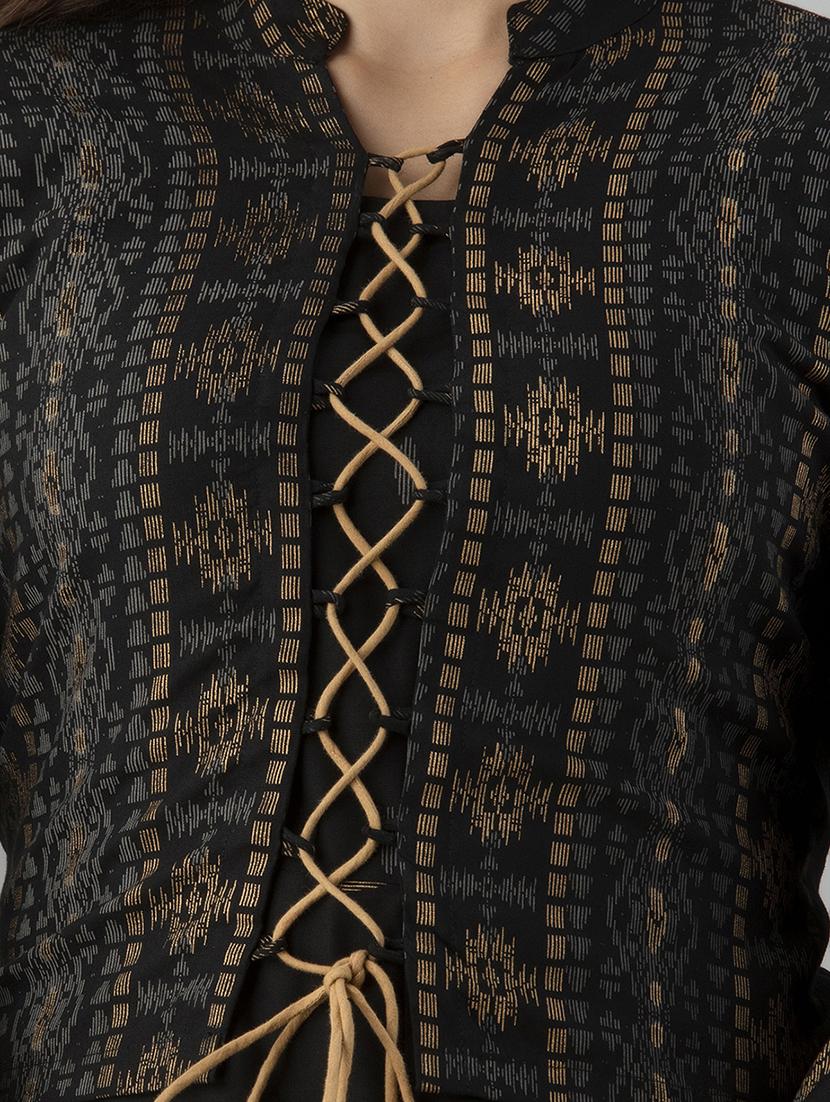 women three quarter sleeve kurta with jacket ethnic dress - 21954470 - Standard Image - 4