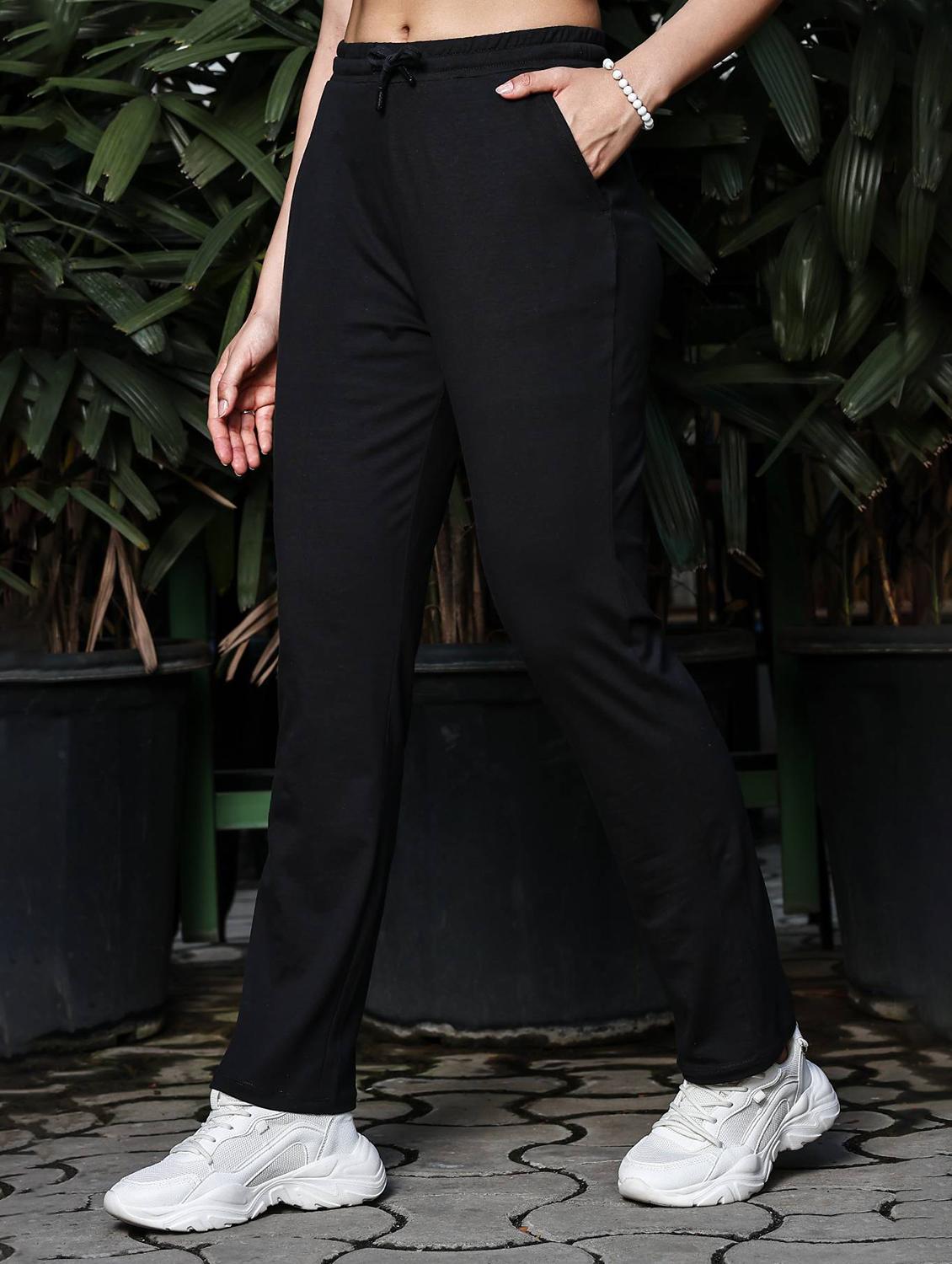 women black solid mid rise track pant - 21954489 - Standard Image - 1