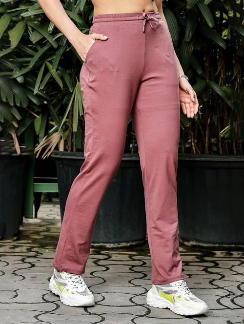 women pink solid mid rise track pant - 21954492 - Standard Image - 0