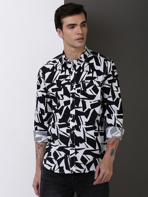 men printed long sleeve regular fit casual shirt - 21954500 - Standard Image - 0