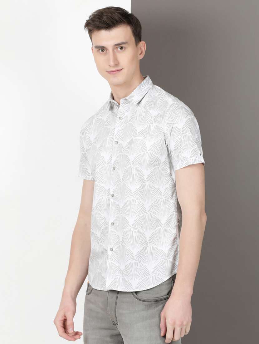 men printed short sleeve regular fit casual shirt