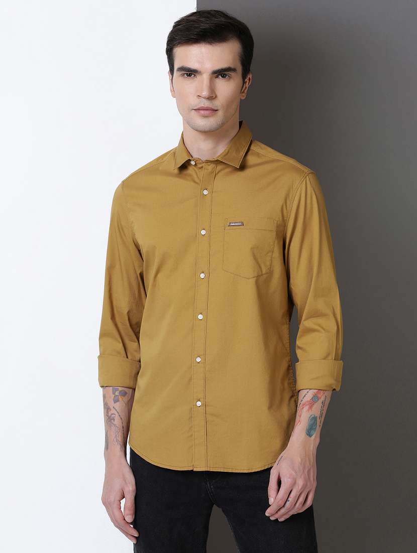 men solid long sleeve regular fit casual shirt - 21954508 -  Standard Image - 1