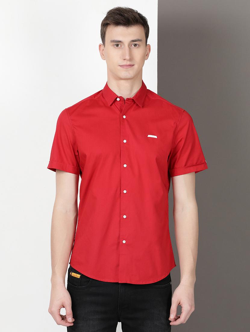 men solid short sleeve regular fit casual shirt - 21954509 - Standard Image - 1