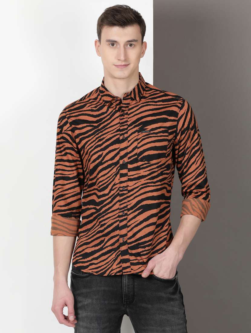 men printed long sleeve regular fit casual shirt - 21954512 -  Standard Image - 1