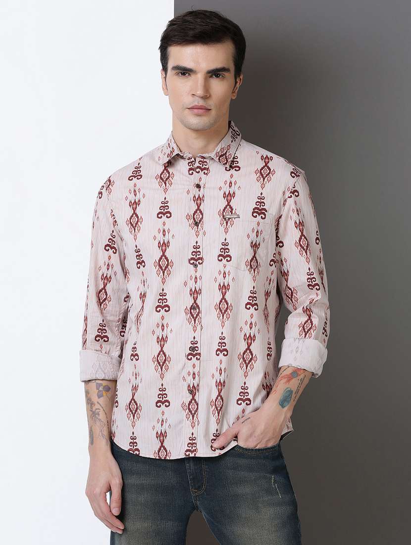 men printed long sleeve regular fit casual shirt - 21954514 -  Standard Image - 1