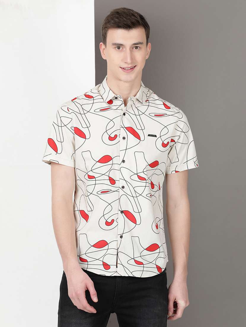 men printed short sleeve regular fit casual shirt - 21954515 -  Standard Image - 1