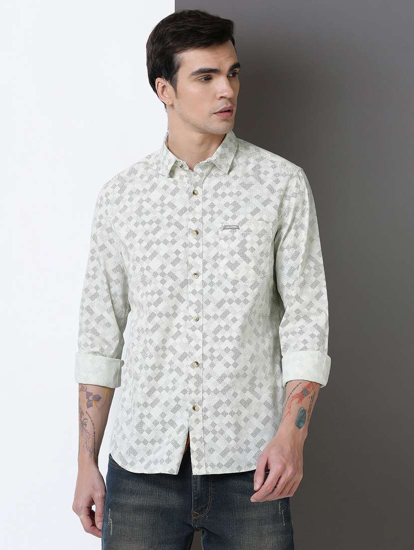 men printed long sleeve regular fit casual shirt - 21954518 -  Standard Image - 1