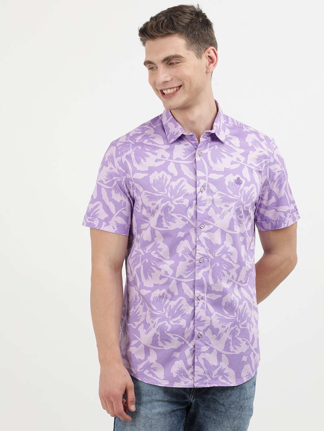 men printed short sleeve regular fit casual shirt - 21954519 -  Standard Image - 1