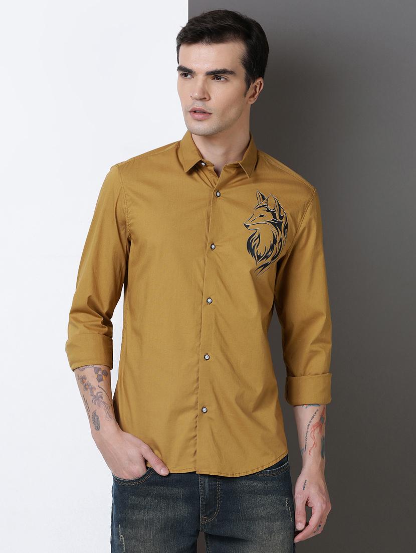 men placement print long sleeve regular fit casual shirt - 21954528 -  Standard Image - 1