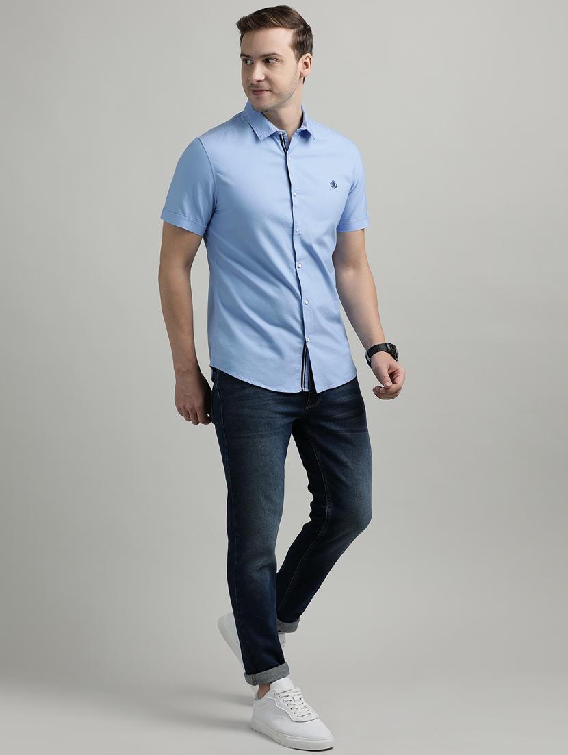 men solid short sleeve regular fit casual shirt - 21954533 - Standard Image - 4