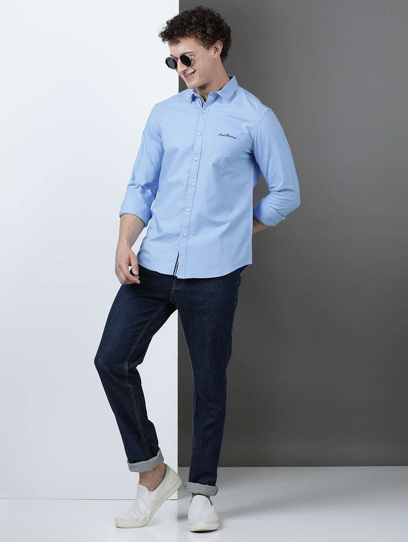 men solid long sleeve regular fit casual shirt - 21954534 - Standard Image - 4