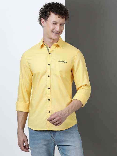 men solid long sleeve regular fit casual shirt - 21954535 -  Standard Image - 0