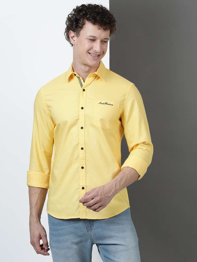 men solid long sleeve regular fit casual shirt - 21954535 -  Zoom Image - 0
