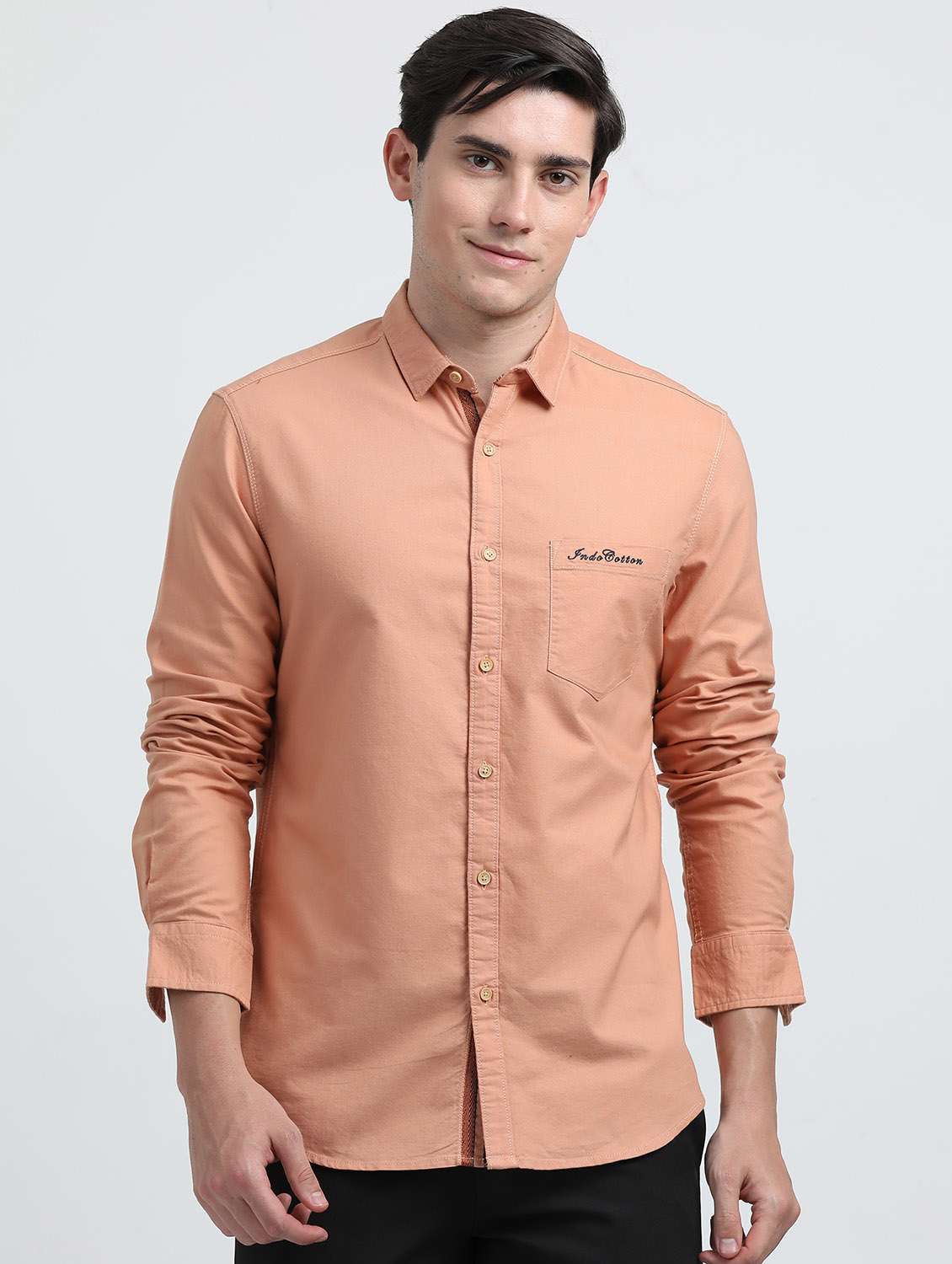 men solid long sleeve regular fit casual shirt - 21954536 -  Standard Image - 1