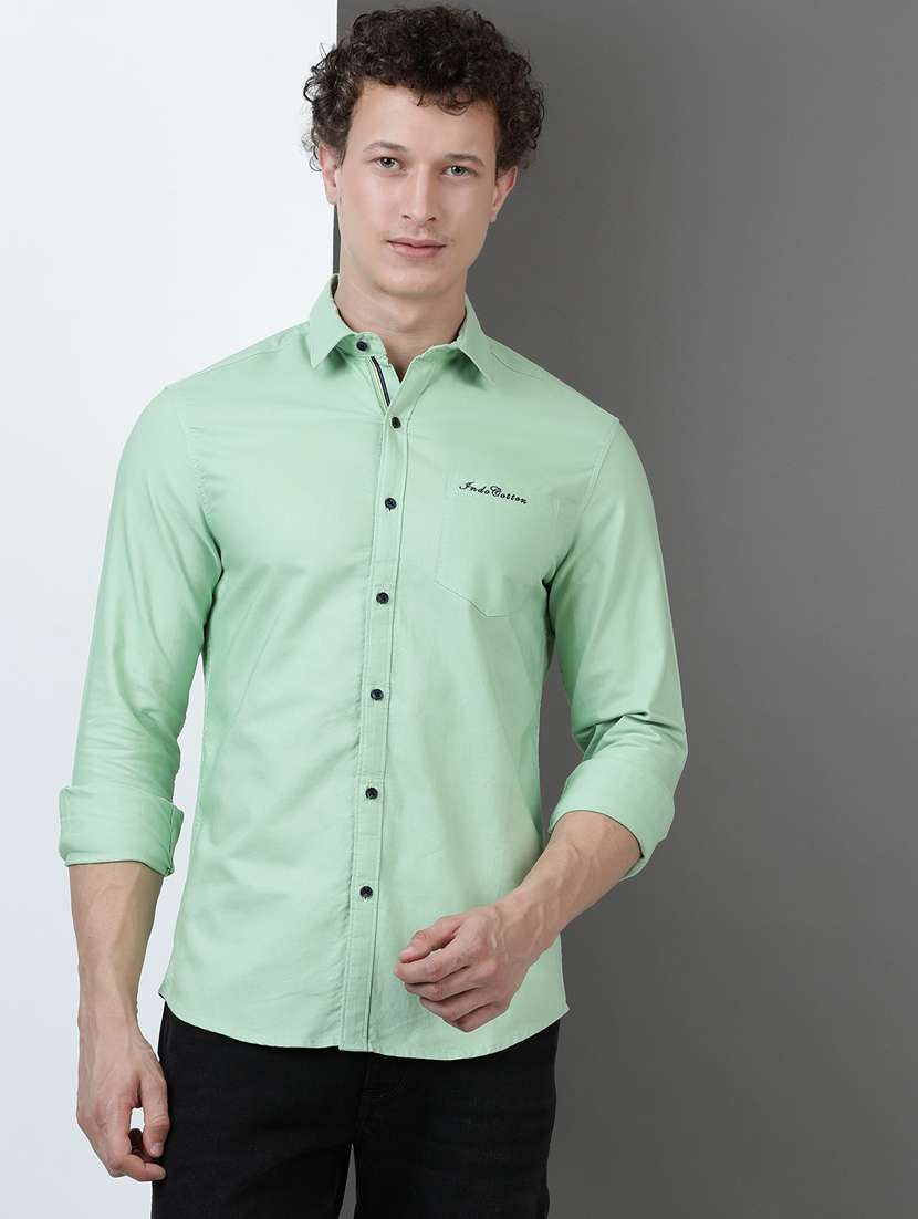 men solid long sleeve regular fit casual shirt - 21954537 -  Standard Image - 1