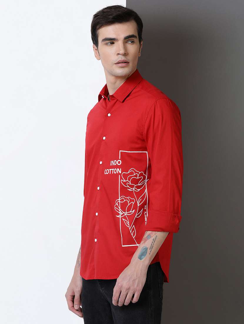 men placement print long sleeve regular fit casual shirt - 21954542 -  Standard Image - 1