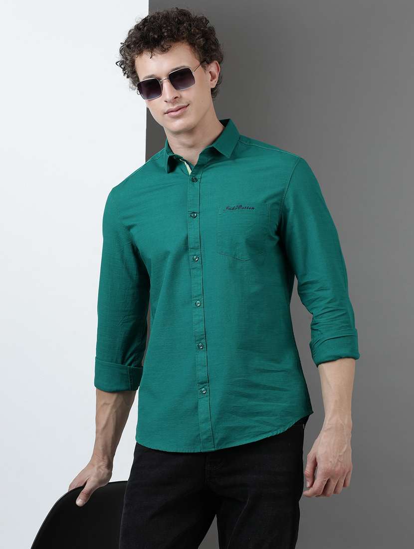 men solid long sleeve regular fit casual shirt