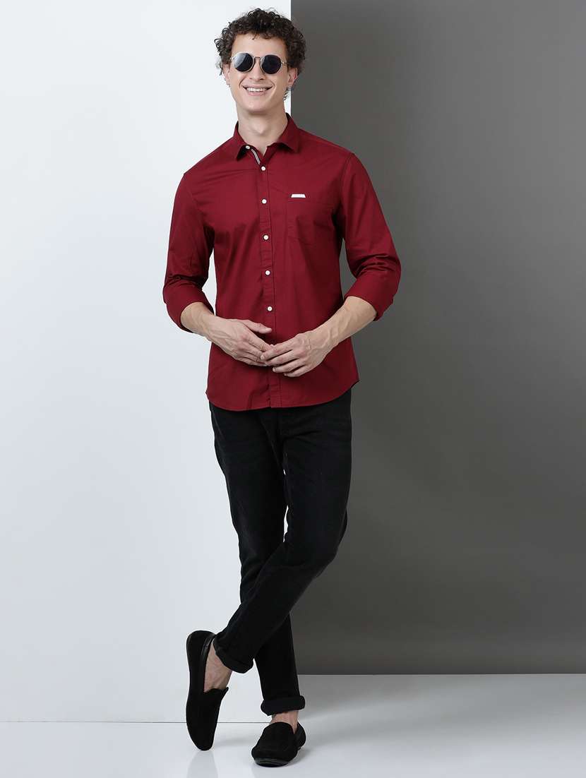 men solid long sleeve regular fit casual shirt - 21954554 -  Standard Image - 4