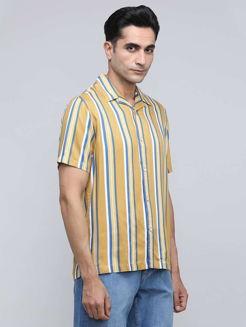 men striped short sleeve regular fit casual shirt - 21954558 -  Standard Image - 1