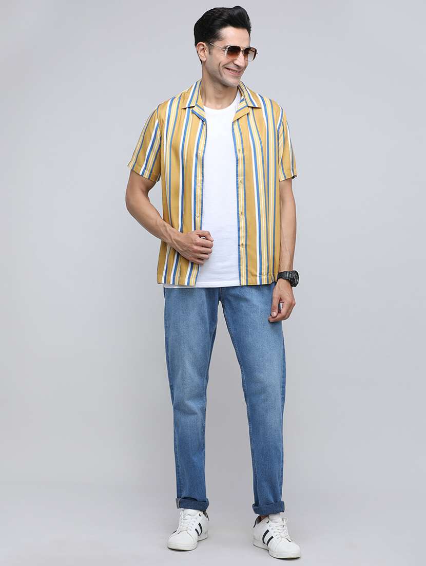 men striped short sleeve regular fit casual shirt - 21954558 -  Standard Image - 4