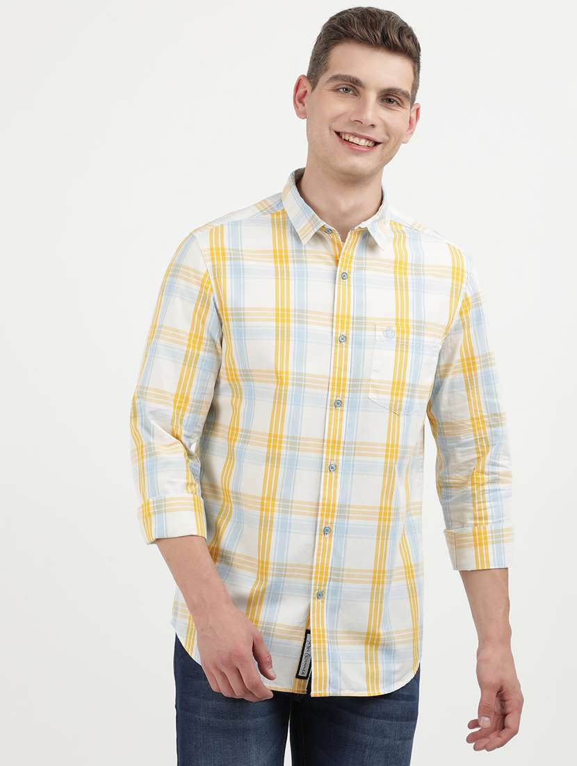 men checkered long sleeve regular fit casual shirt