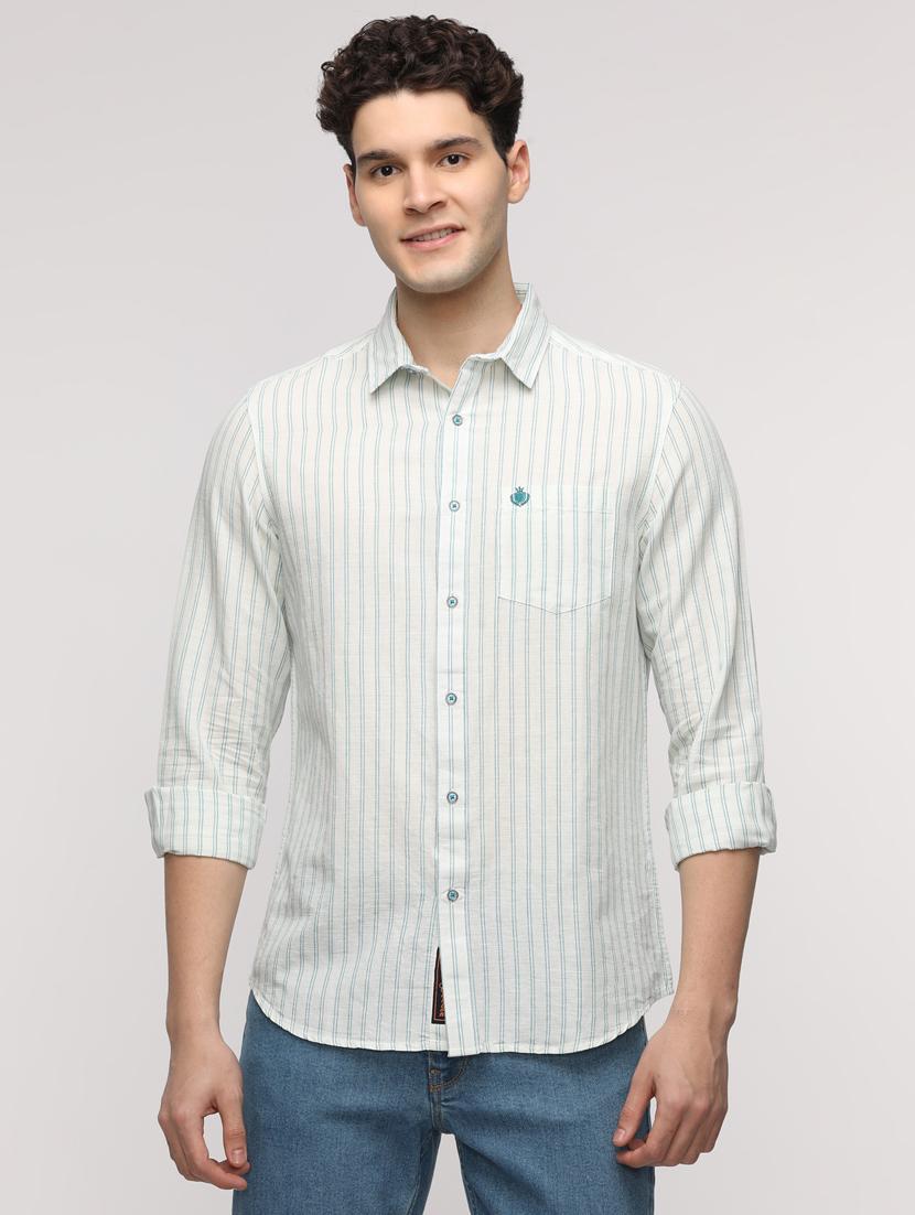 men striped long sleeve regular fit casual shirt - 21954569 - Standard Image - 1