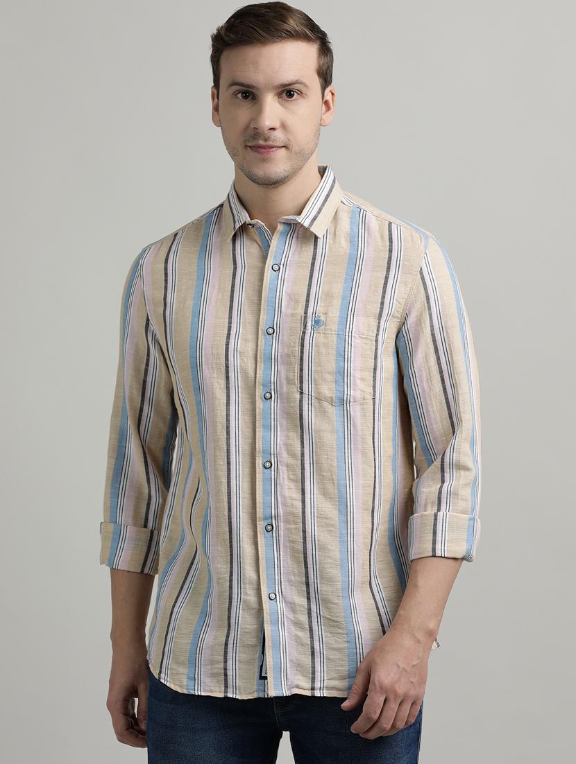 men striped long sleeve regular fit casual shirt - 21954572 -  Standard Image - 1