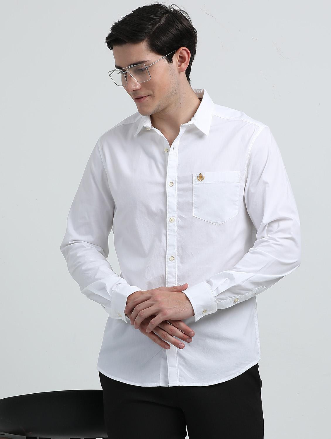 men solid long sleeve regular fit casual shirt - 21954577 - Standard Image - 1