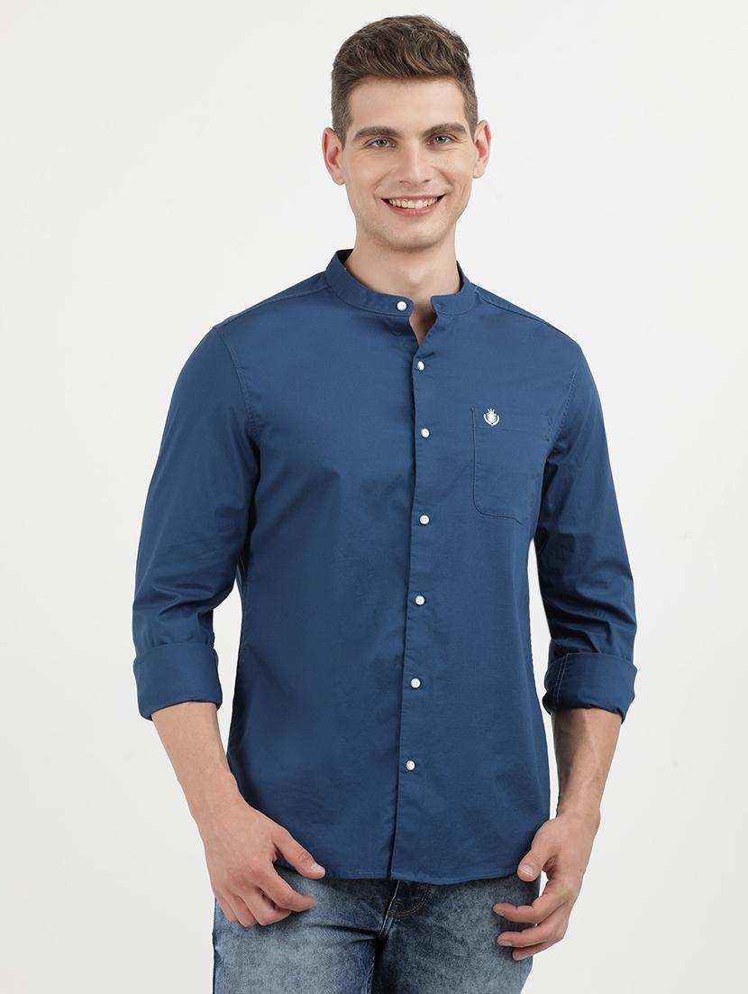 men solid long sleeve regular fit casual shirt - 21954582 - Standard Image - 1