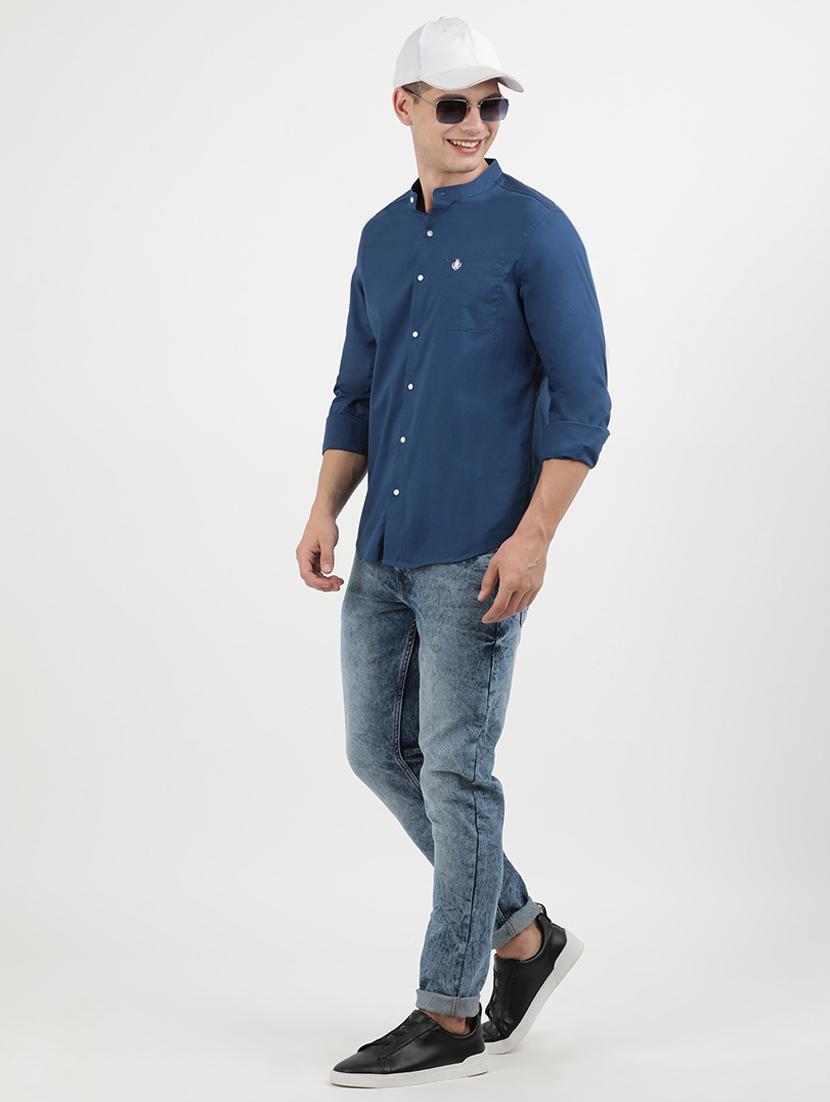 men solid long sleeve regular fit casual shirt - 21954582 - Standard Image - 4