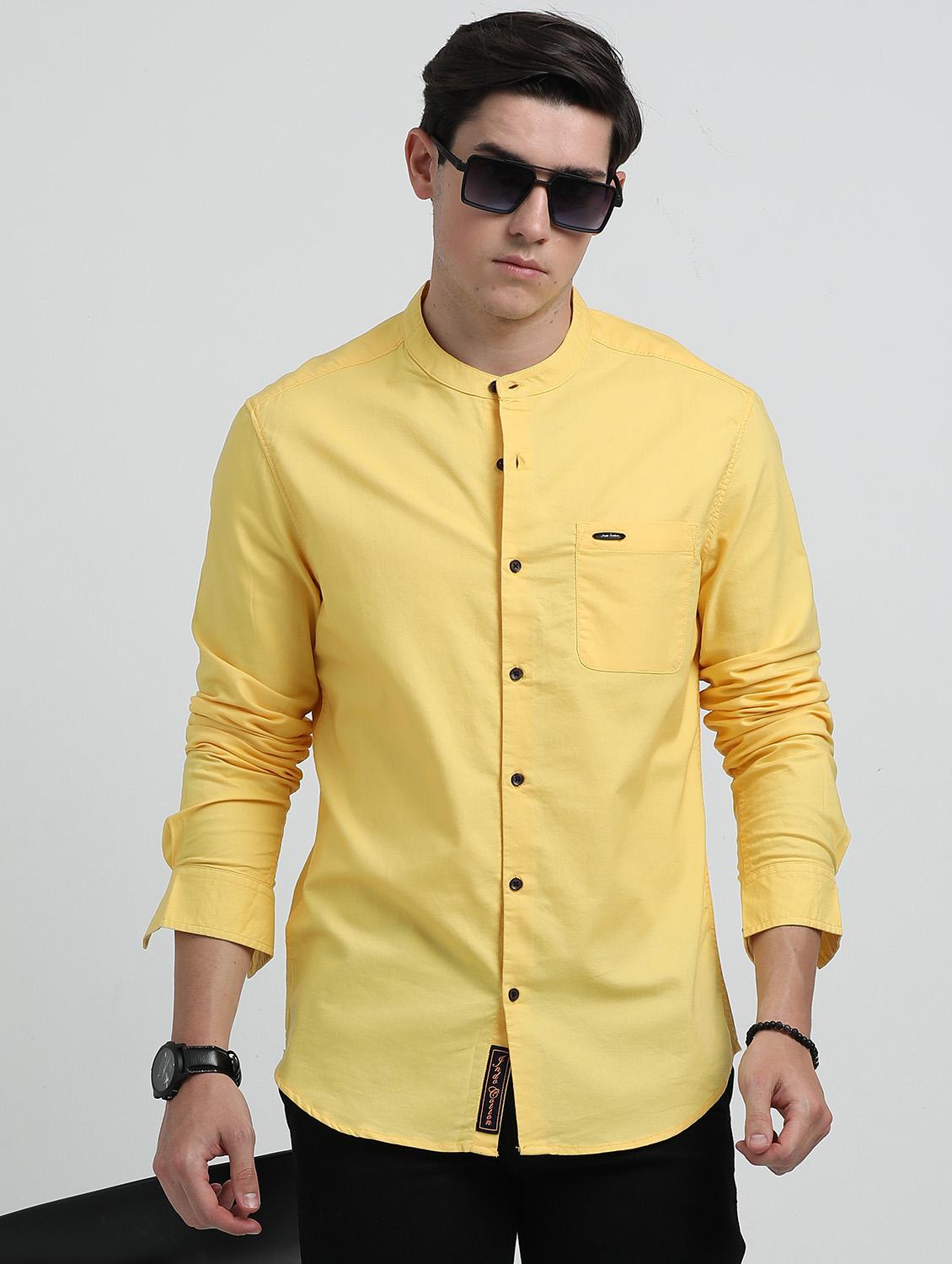 men solid long sleeve regular fit casual shirt - 21954589 - Standard Image - 1