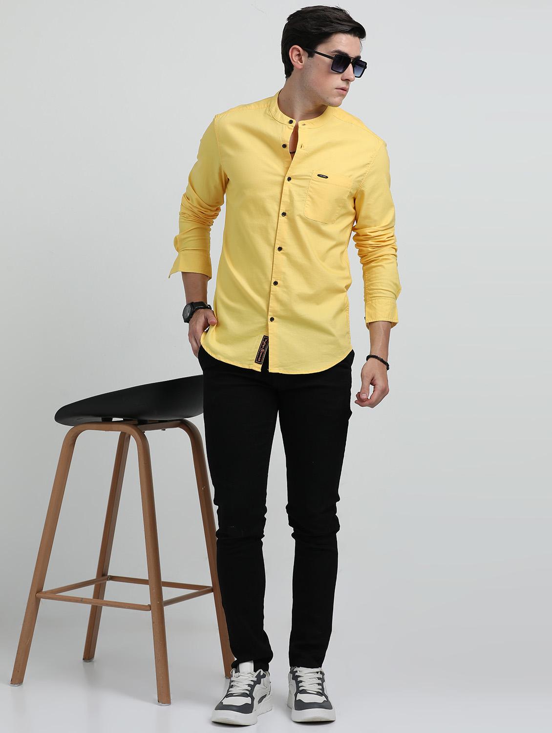men solid long sleeve regular fit casual shirt - 21954589 - Standard Image - 4