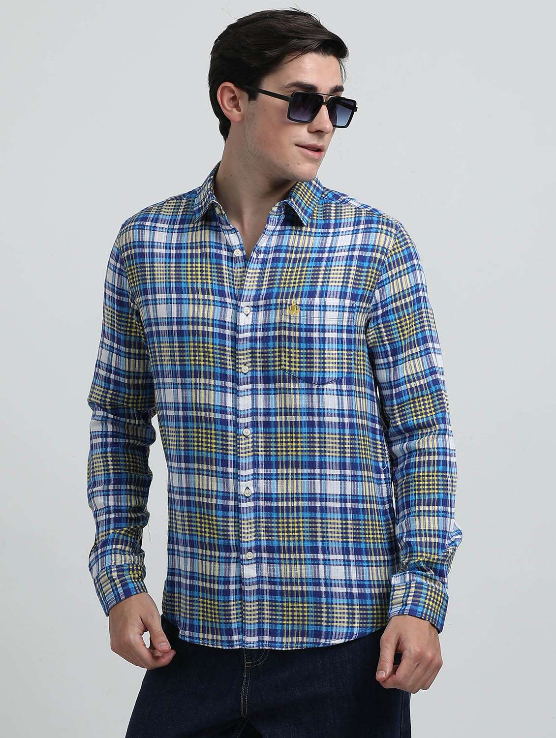 men checkered long sleeve regular fit casual shirt