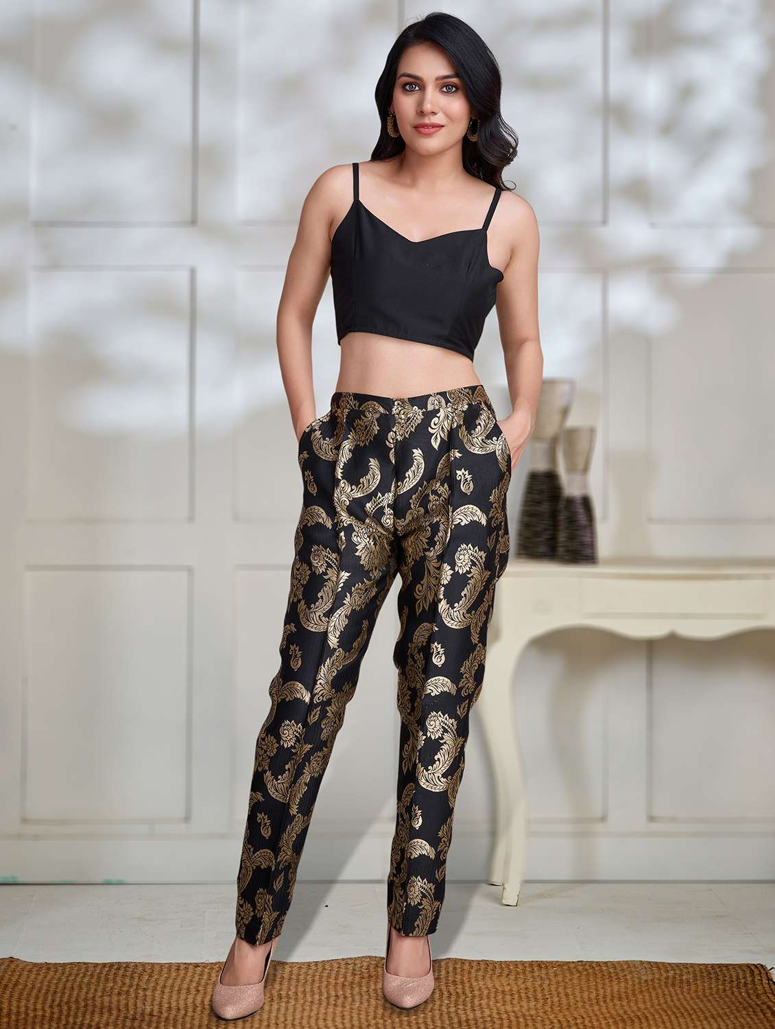 women brocade blazer and trouser co-ord set - 21954599 -  Standard Image - 4