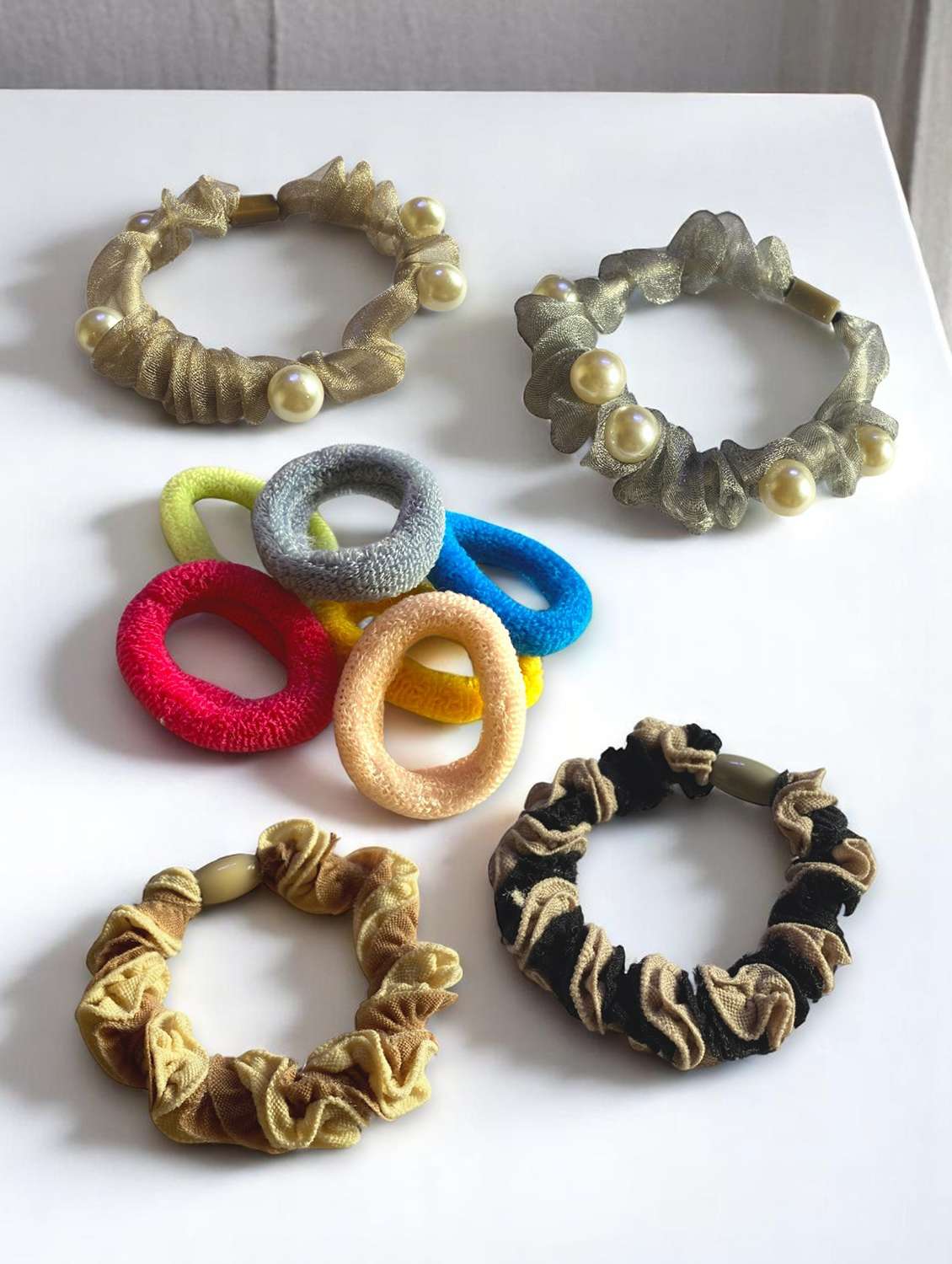 women pack of 5 multi colored scrunchies - 21954607 -  Standard Image - 1