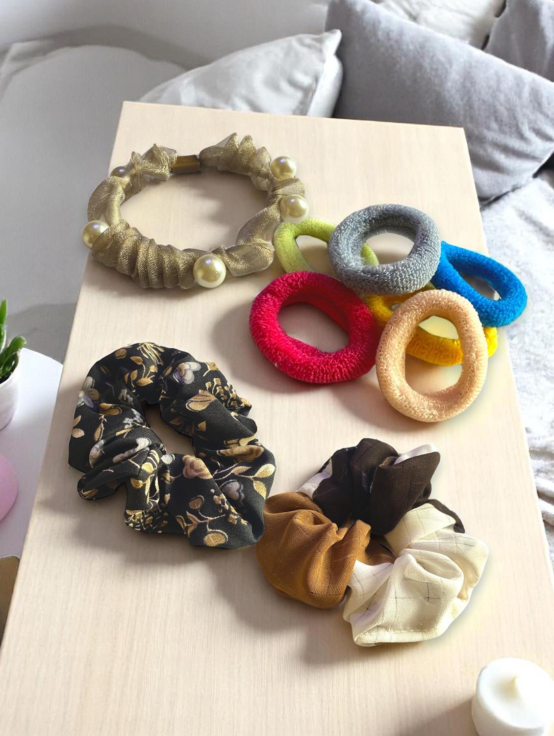 women pack of 9 multi colored scrunchies - 21954608 - Standard Image - 1
