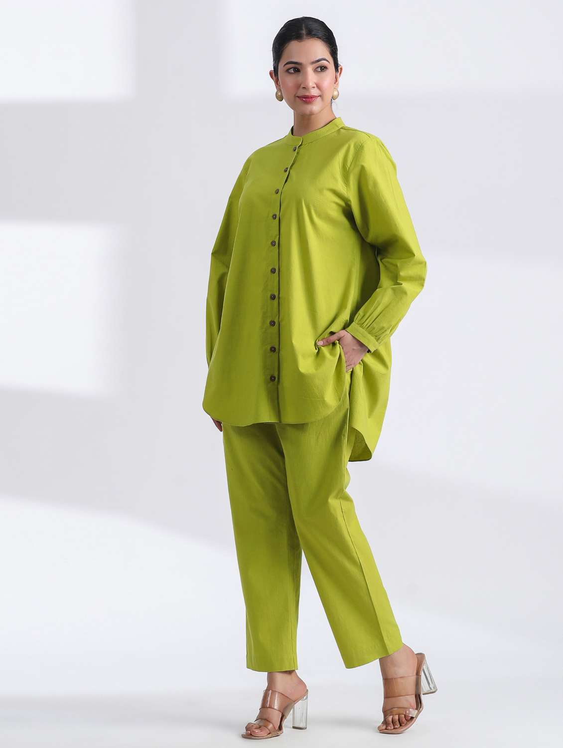 women solid long sleeve ethnic co ord set - 21954612 -  Standard Image - 1