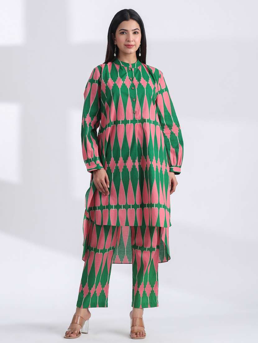 women printed long sleeve ethnic co ord set - 21954615 - Standard Image - 1