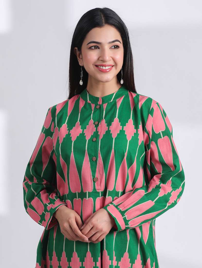 women printed long sleeve ethnic co ord set - 21954615 - Standard Image - 6