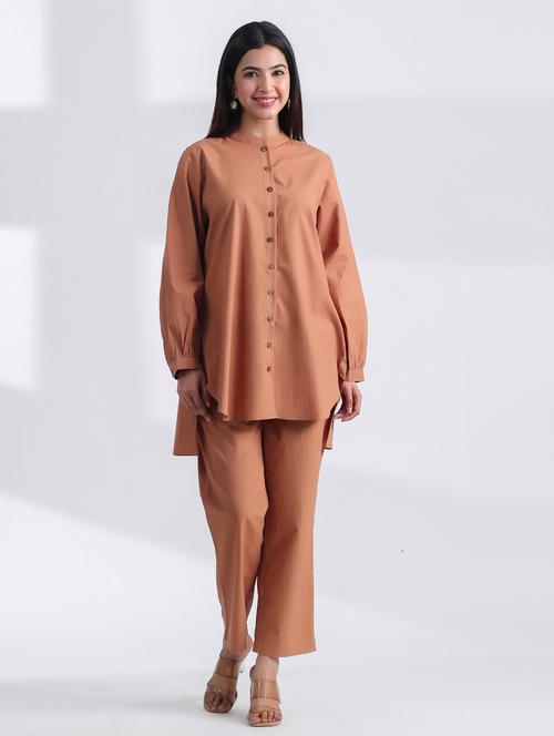 women solid long sleeve ethnic co ord set - 21954619 - Standard Image - 0