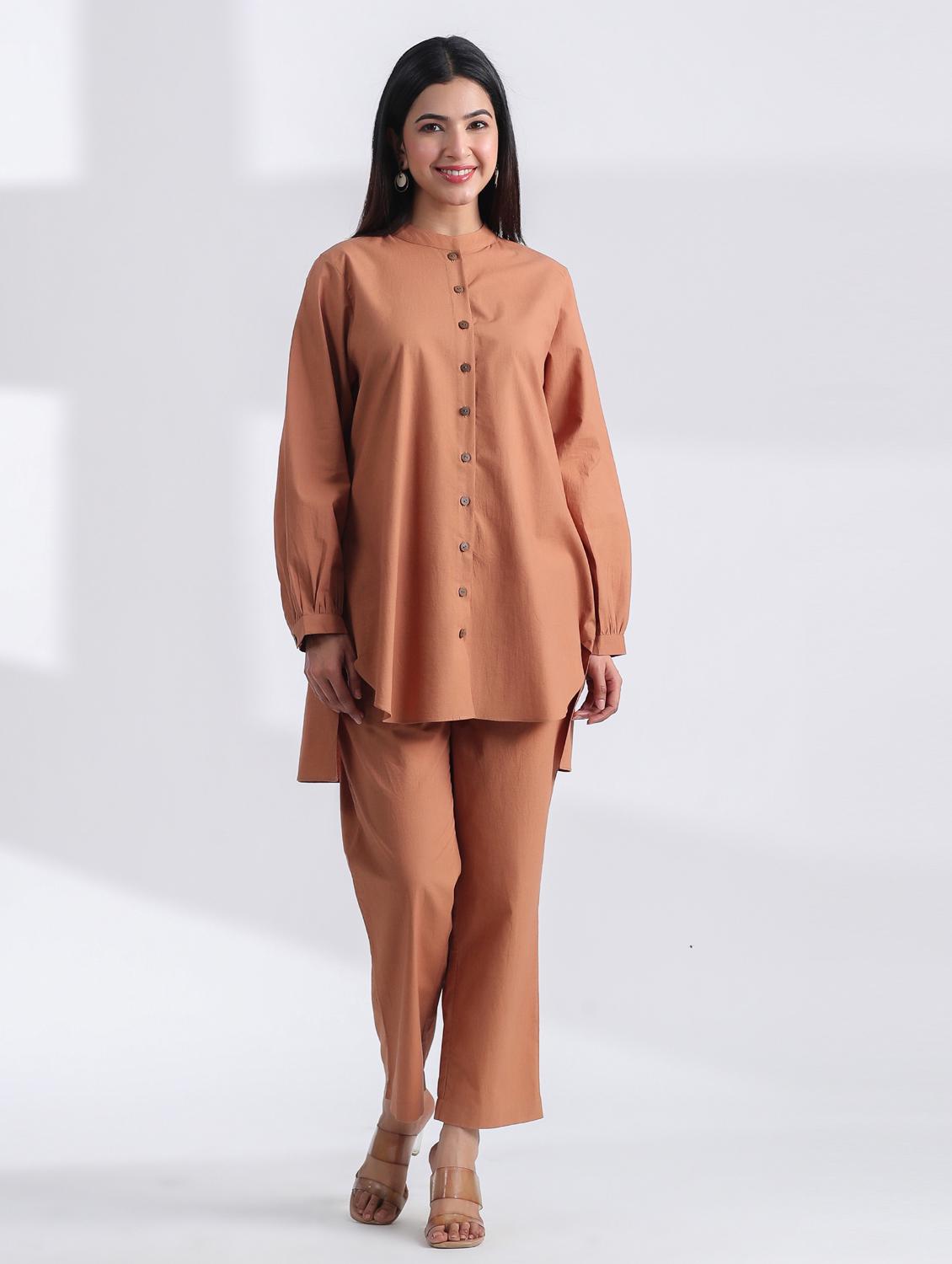 women solid long sleeve ethnic co ord set - 21954619 - Zoom Image - 0