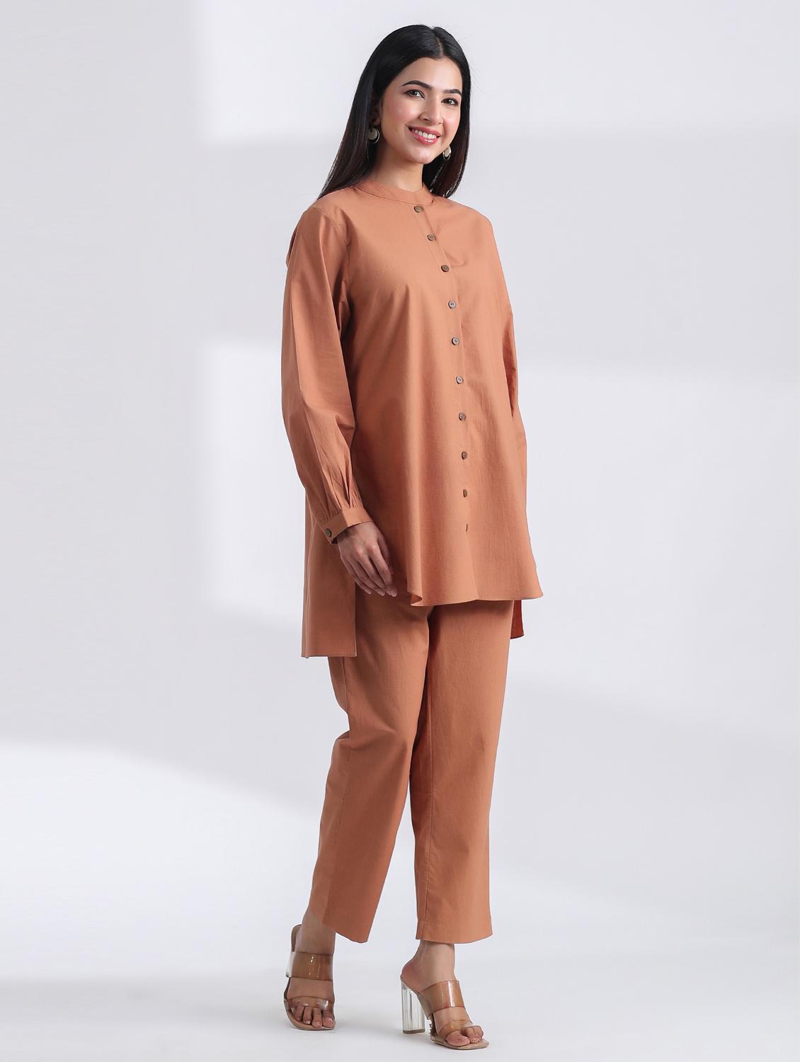women solid long sleeve ethnic co ord set - 21954619 - Standard Image - 1