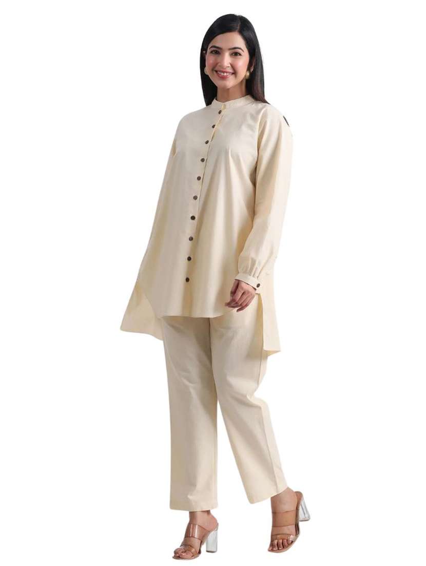 women solid long sleeve ethnic co ord set - 21954621 -  Standard Image - 1