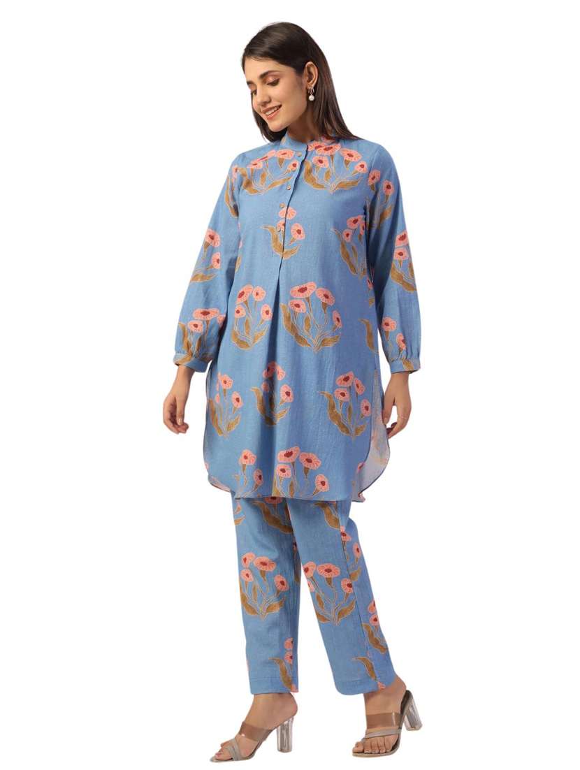 women printed long sleeve ethnic co ord set - 21954625 - Standard Image - 1