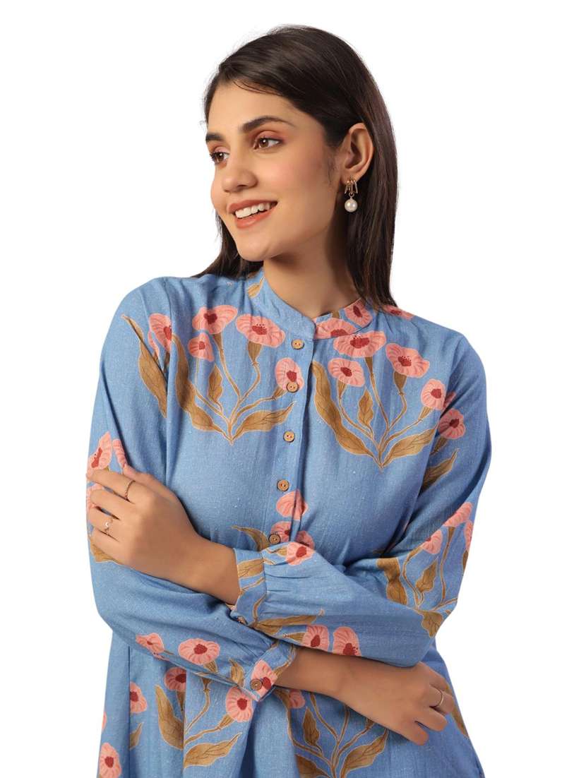 women printed long sleeve ethnic co ord set - 21954625 - Standard Image - 4