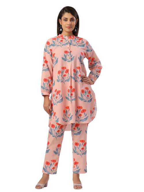 women printed long sleeve ethnic co ord set