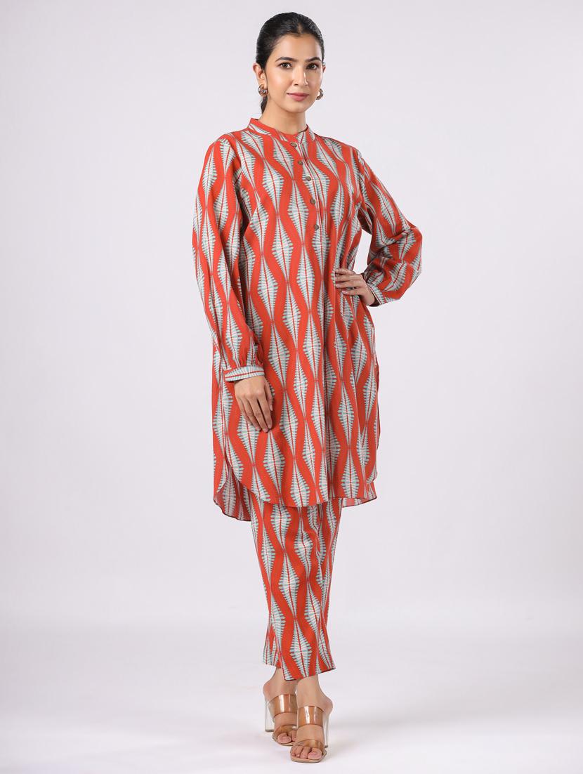 women printed long sleeve ethnic co ord set - 21954633 - Standard Image - 1