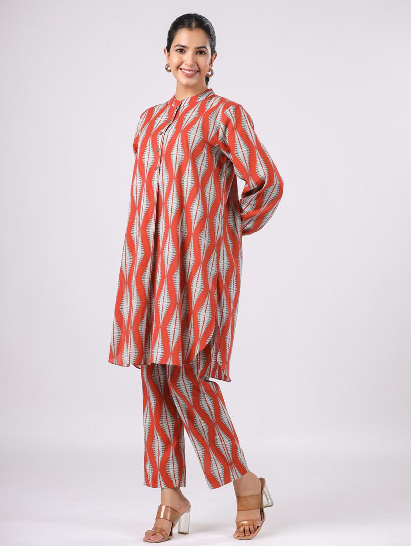 women printed long sleeve ethnic co ord set - 21954633 - Standard Image - 4
