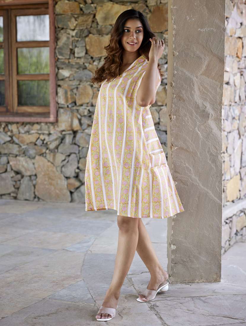 women floral printed sleeveless a-line ethnic dress - 21954636 -  Standard Image - 1
