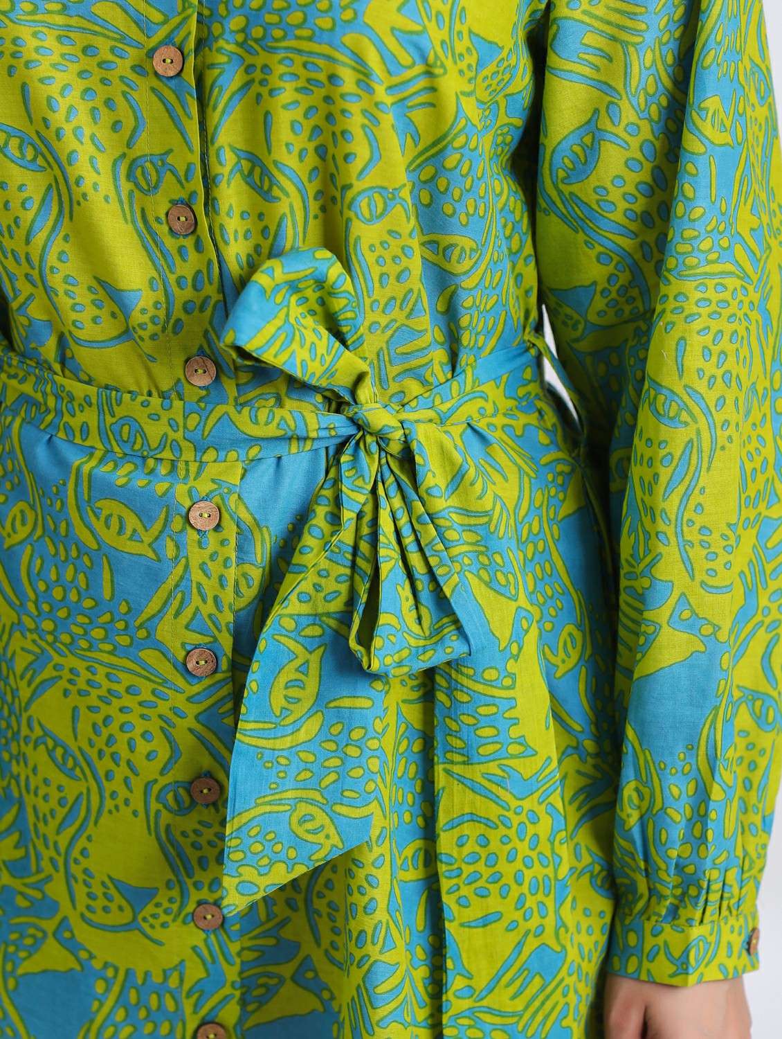 women printed long sleeve high low ethnic dress - 21954644 - Standard Image - 4